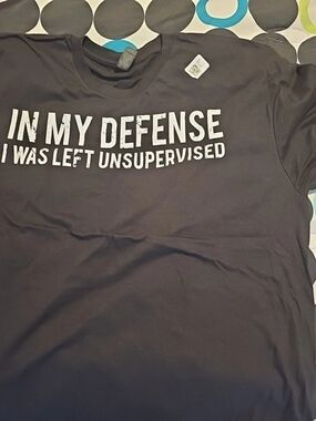 Gildan Black Short Sleeve Tee with White Slogan